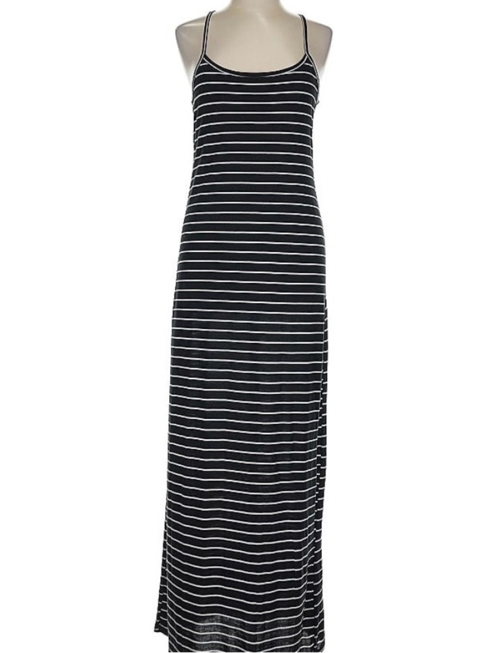 Rewind Striped Black and White Maxi Dress with Spaghetti Straps